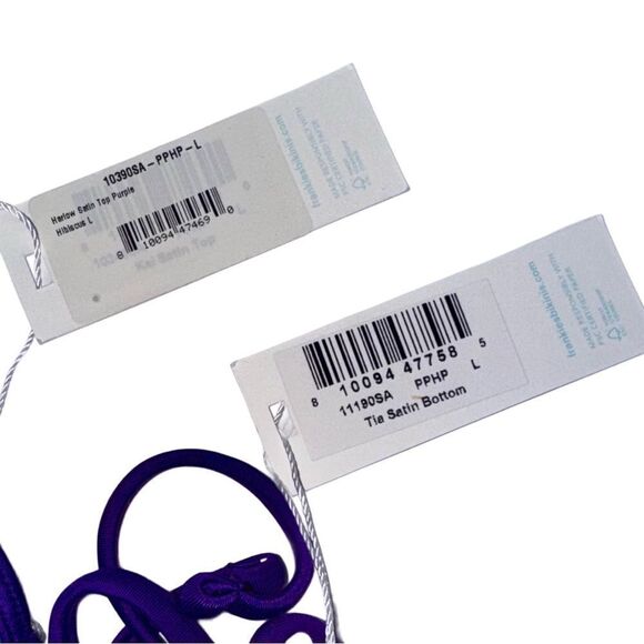 Frankies Bikinis Harlow Shine Halter Top & Tia Satin Bottom Purple Hibiscus LRG - Picture 8 of 14